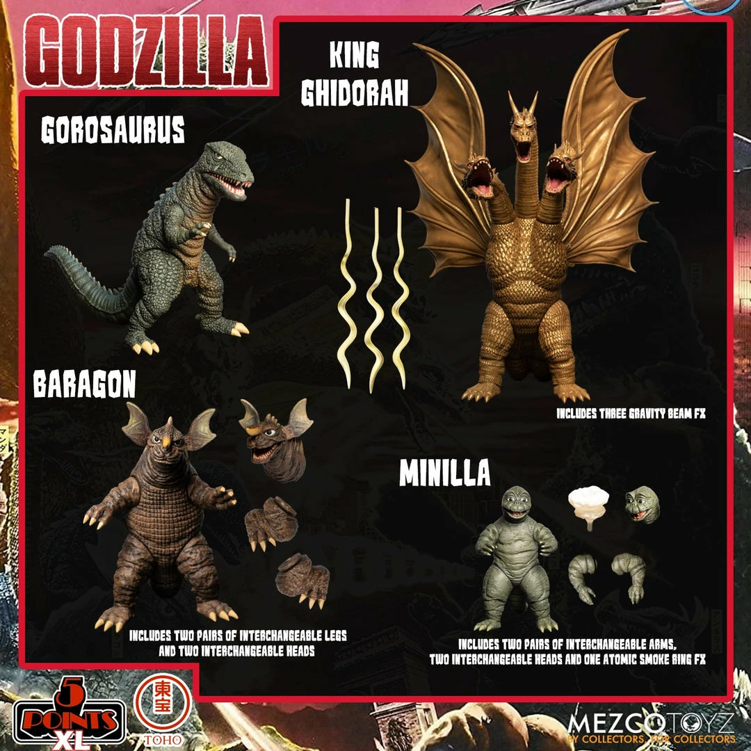 Maybang's Collectibles Mezco Toyz 5 Points XL Godzilla Destroy All Monsters (1968) - Round 2 Boxed Set 1 Maybang's Collectibles Mezco Toyz 5 Points XL Godzilla Destroy All Monsters (1968) - Round 2 Boxed Set