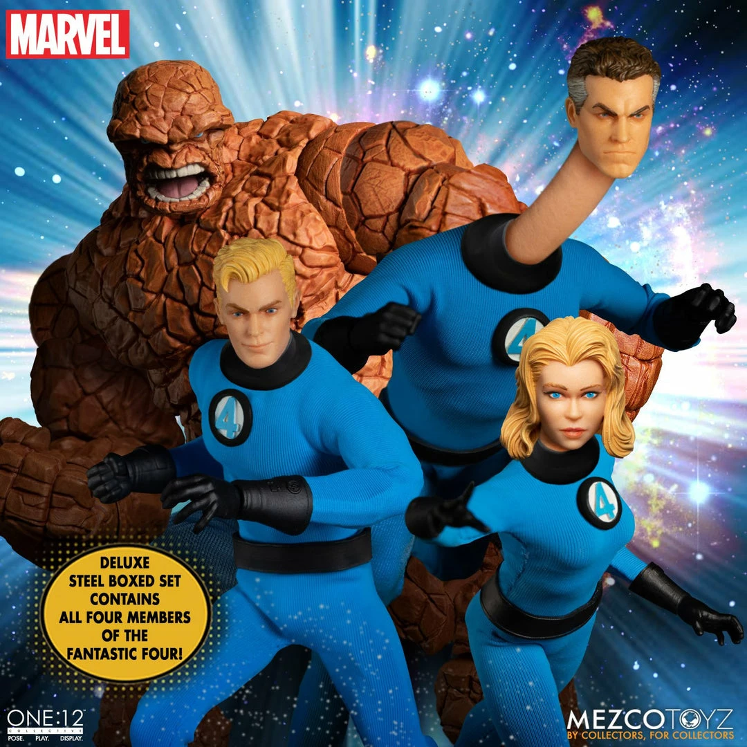 Maybang's Collectibles Mezco Toyz One:12 Collective Marvel Comics Fantastic Four Deluxe Steel Boxed Set 1/12 Scale Action Figure Set 1 Maybang's Collectibles Mezco Toyz One:12 Collective Marvel Comics Fantastic Four Deluxe Steel Boxed Set 1/12 Scale Action Figure Set