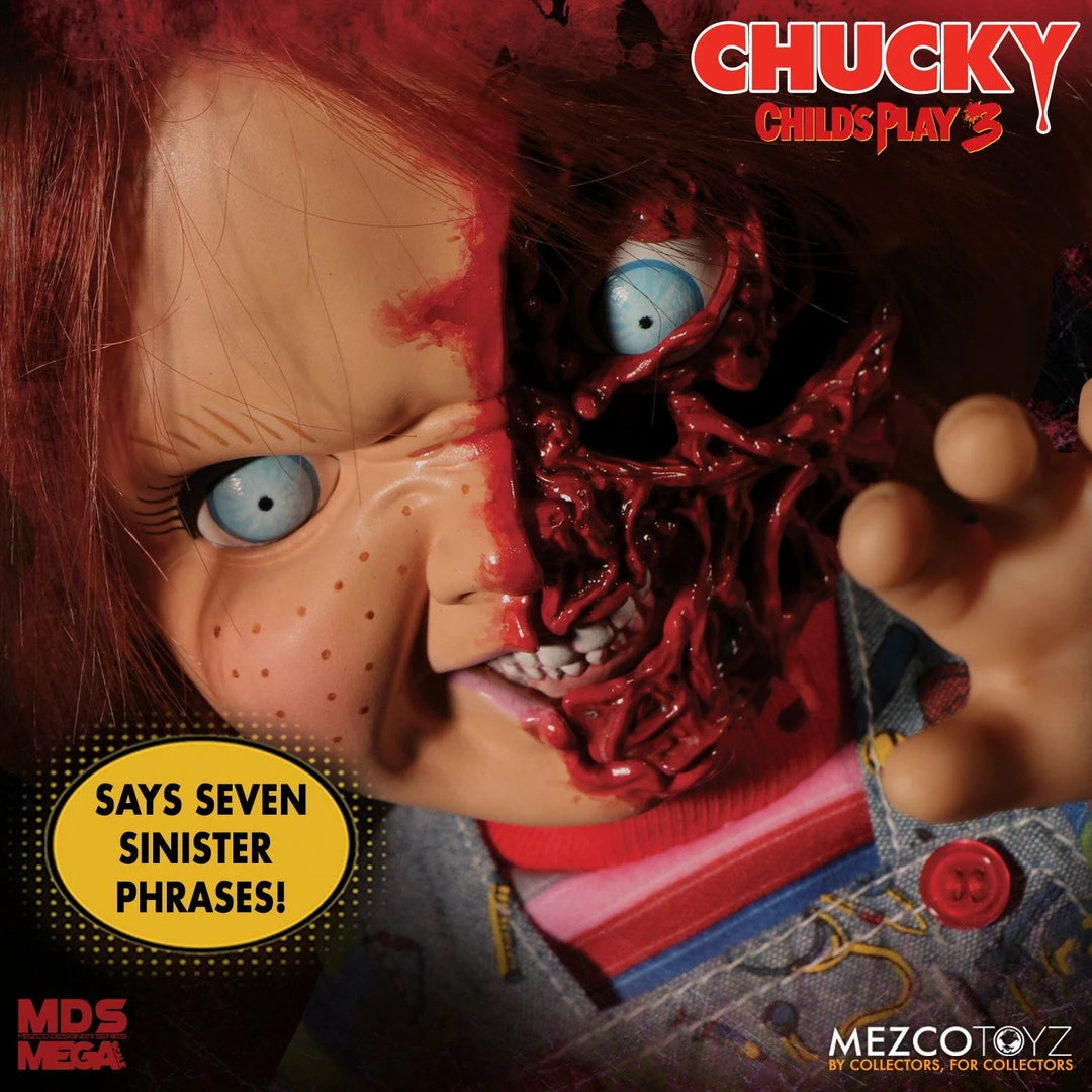 Maybang's Collectibles Mezco Toyz Child's Play 3 Designer Series Talking Pizza Face Chucky Mega Size 15" Figure 7 Maybang's Collectibles Mezco Toyz Child's Play 3 Designer Series Talking Pizza Face Chucky Mega Size 15" Figure