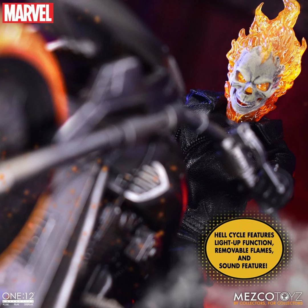 Maybang's Collectibles Mezco Toyz One:12 Collective Marvel Comics Ghost Rider & Hell Cycle 1/12 Scale Action Figure Set 2 Maybang's Collectibles Mezco Toyz One:12 Collective Marvel Comics Ghost Rider & Hell Cycle 1/12 Scale Action Figure Set