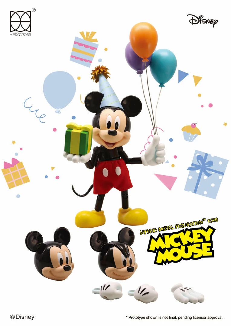 Maybang's Collectibles HEROCROSS Hybrid Metal Figuration 078 Disney Mickey Mouse (Birthday Edition) Diecast Action Figure 1 Maybang's Collectibles HEROCROSS Hybrid Metal Figuration 078 Disney Mickey Mouse (Birthday Edition) Diecast Action Figure