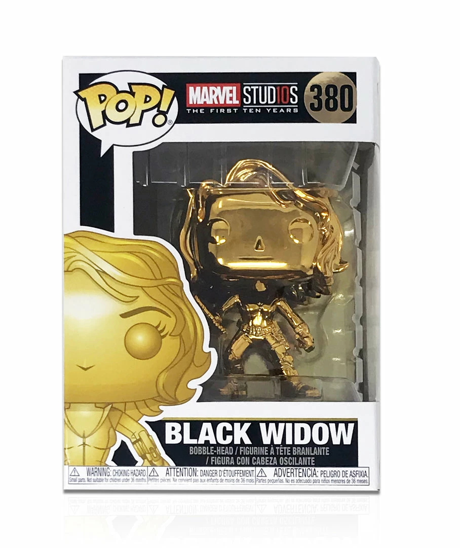 Maybang's Collectibles Funko Pop Marvel Studios 10th Anniversary Black Widow (Gold Chrome) Figure 3 Maybang's Collectibles Funko Pop Marvel Studios 10th Anniversary Black Widow (Gold Chrome) Figure