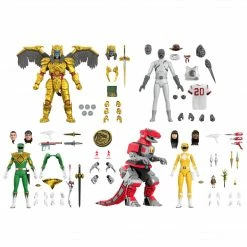 Maybang's Collectibles Super7 Mighty Morphin Power Rangers ULTIMATES! Wave 1 - Complete Set Of 5 Green Ranger, Yellow Ranger, Goldar, Putty Patroller & Tyrannosaurus Dinozord