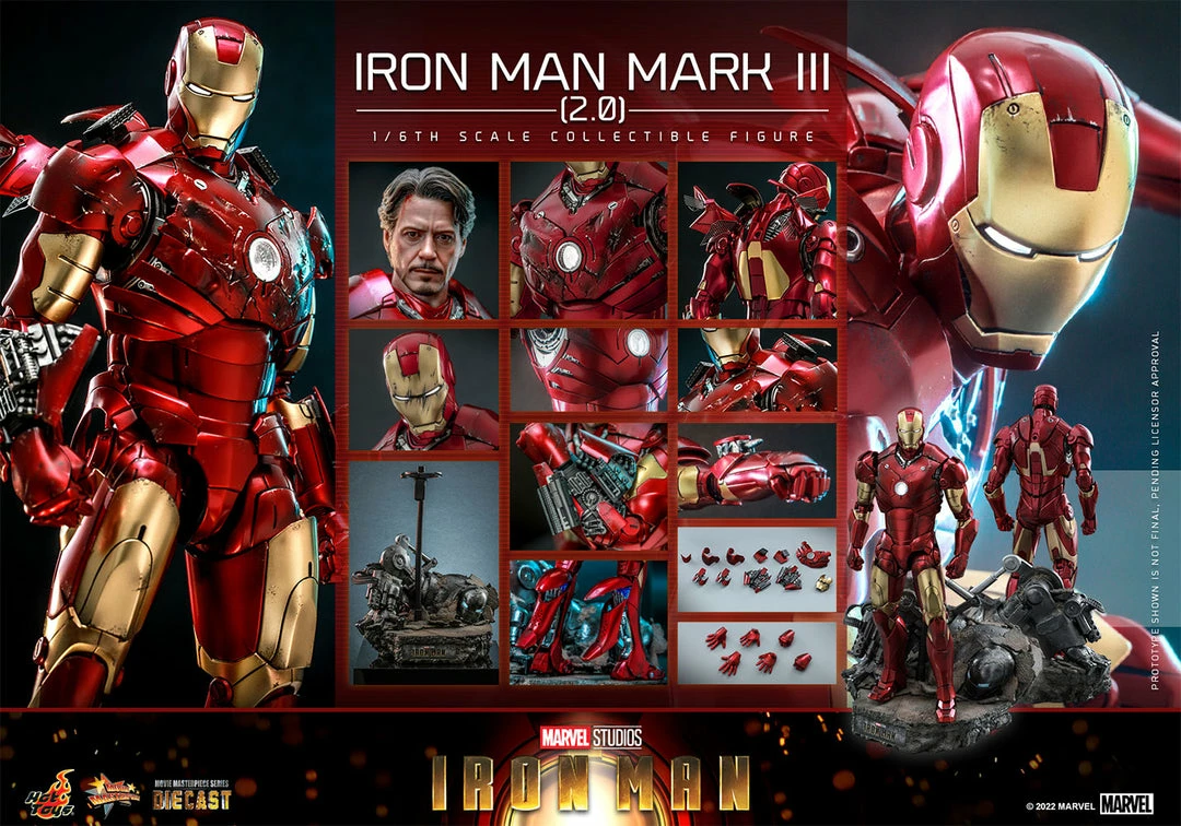 Maybang's Collectibles Hot Toys Marvel Comics Iron Man (2008) Iron Man Mark III (2.0) Diecast 1/6 Scale 12" Collectible Figure Sixth Scale Figure 20 Maybang's Collectibles Hot Toys Marvel Comics Iron Man (2008) Iron Man Mark III (2.0) Diecast 1/6 Scale 12" Collectible Figure Sixth Scale Figure
