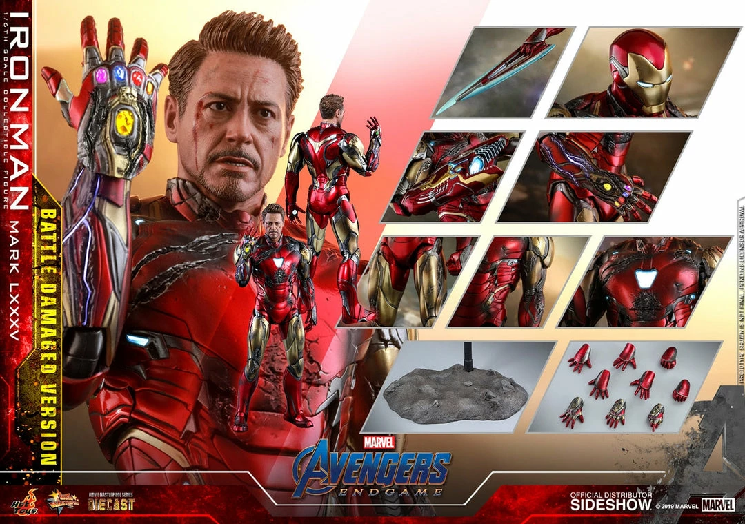 Maybang's Collectibles Hot Toys Marvel Comics Avengers Endgame Iron Man Mark LXXXV (Battle Damaged Version) Diecast 1/6 Scale Collectible Figure 23 Maybang's Collectibles Hot Toys Marvel Comics Avengers Endgame Iron Man Mark LXXXV (Battle Damaged Version) Diecast 1/6 Scale Collectible Figure