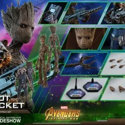 Vendor-unknown Hot Toys Marvel Avengers Infinity War Groot & Rocket 1/6 Scale Figure Set