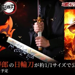 Maybang's Collectibles Bandai Tamashii Nations Demon Slayer Kimetsu No Yaiba Proplica Kyojuro Rengoku's Nichirin Sword Full Size Prop Replica