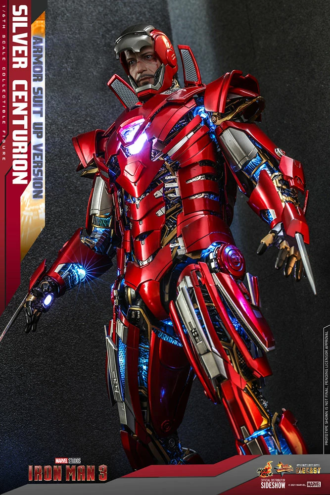 Maybang's Collectibles Hot Toys Marvel Comics Iron Man 3 Iron Man Silver Centurion (Armor Suit Up Version) Diecast 1/6 Scale 12" Collectible Figure 10 Maybang's Collectibles Hot Toys Marvel Comics Iron Man 3 Iron Man Silver Centurion (Armor Suit Up Version) Diecast 1/6 Scale 12" Collectible Figure