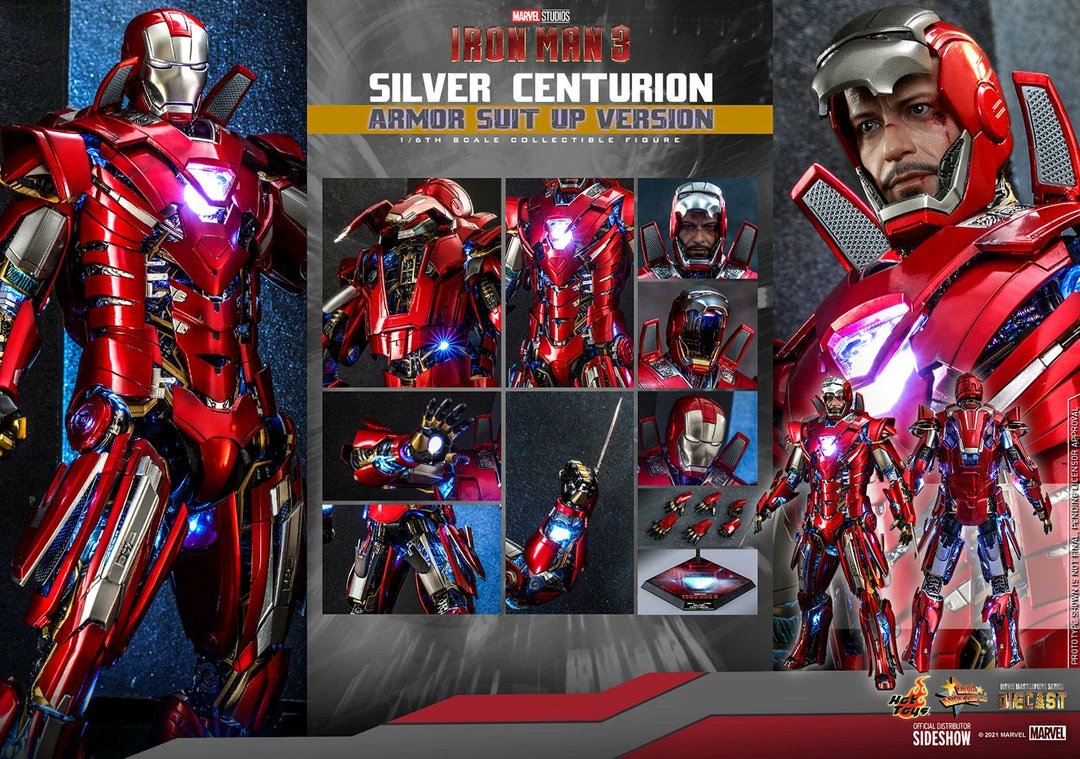 Maybang's Collectibles Hot Toys Marvel Comics Iron Man 3 Iron Man Silver Centurion (Armor Suit Up Version) Diecast 1/6 Scale 12" Collectible Figure 15 Maybang's Collectibles Hot Toys Marvel Comics Iron Man 3 Iron Man Silver Centurion (Armor Suit Up Version) Diecast 1/6 Scale 12" Collectible Figure